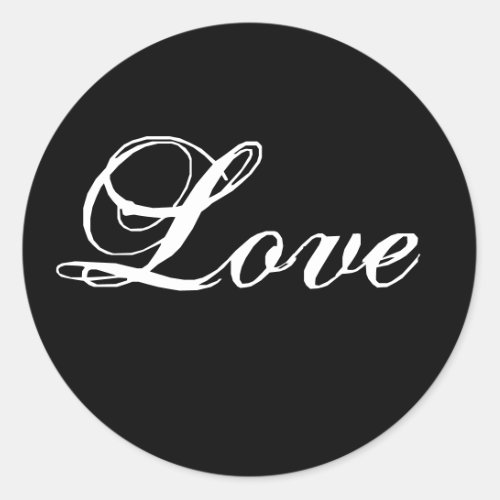 Elegant Black White Love Wedding Favour Stickers