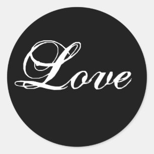 Elegant Black White Love Wedding Favour Stickers