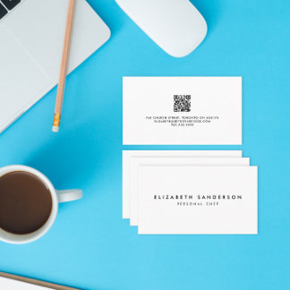 Elegant Black & White Luxury Minimal QR CODE Business Card