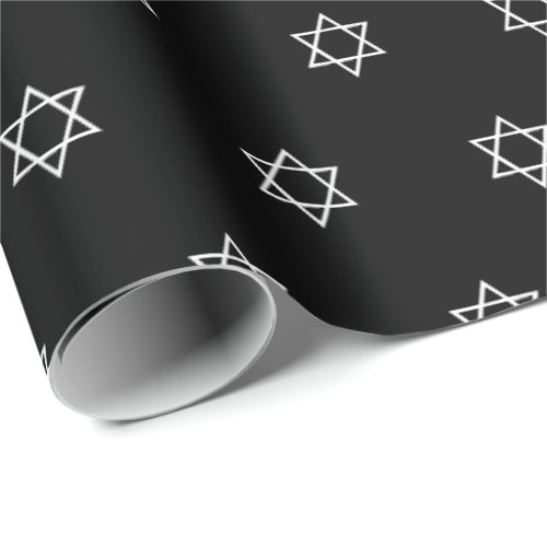 Elegant black white Magen David pattern Hanukkah Wrapping Paper