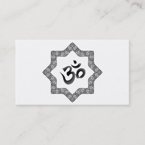 Elegant Black  white Mandala Art Logo Yoga Business Card