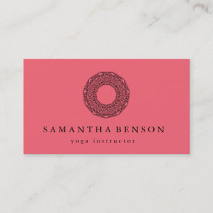 Elegant Black & white Mandala Art Logo Yoga Business Card