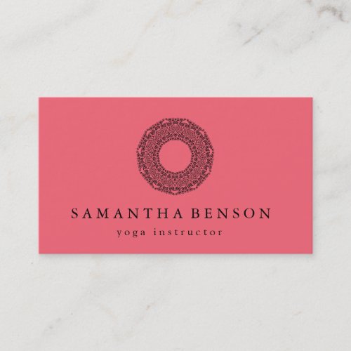 Elegant Black  white Mandala Art Logo Yoga Business Card