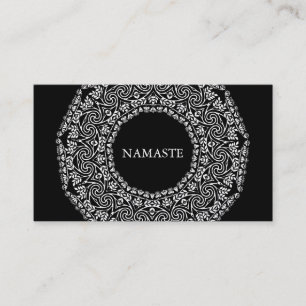Elegant Black & white Mandala Art Logo Yoga Business Card