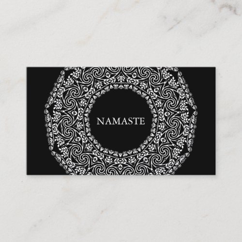 Elegant Black  white Mandala Art Logo Yoga Business Card