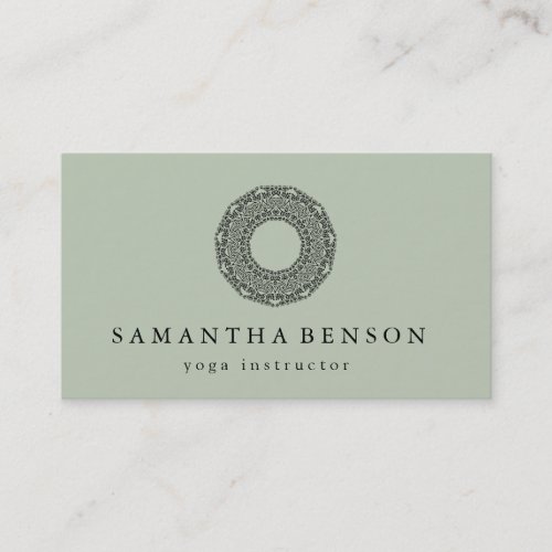 Elegant Black  white Mandala Art Logo Yoga Business Card