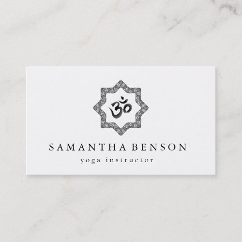 Elegant Black  white Mandala Art Logo Yoga Business Card