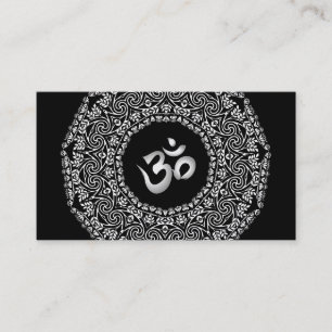 Elegant Black & white Mandala Art Logo Yoga Business Card