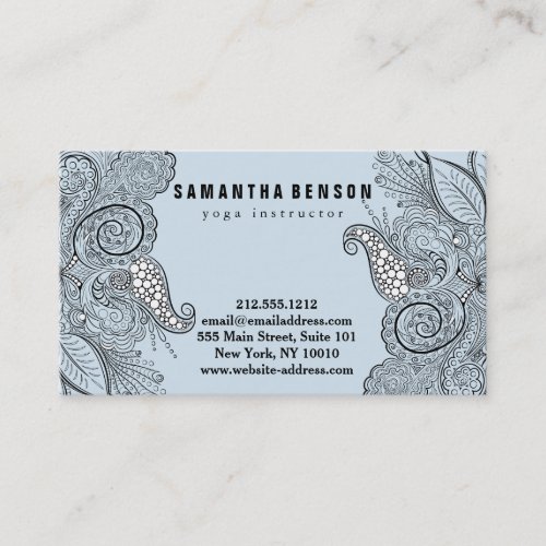 Elegant Black  white Mandala Art Logo Yoga Business Card