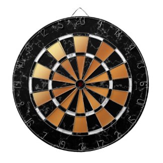 Elegant Black & White Marble on Copper Foil Dart Board