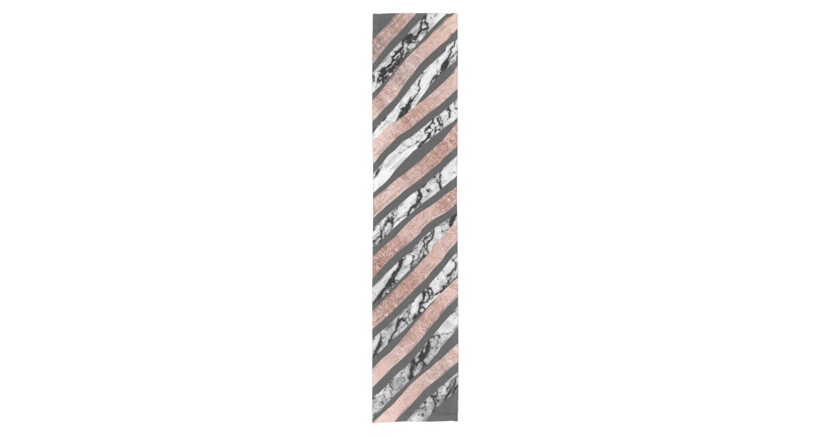 Elegant Black White Marble Rose Gold Brushstrokes Short Table Runner ...
