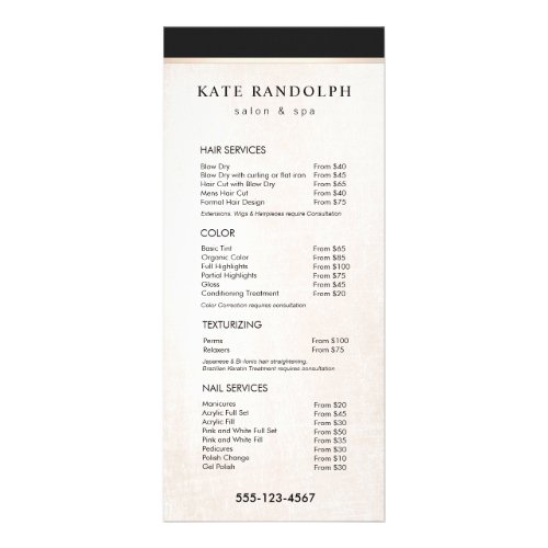 Elegant Black White Marble Salon Price List Menu