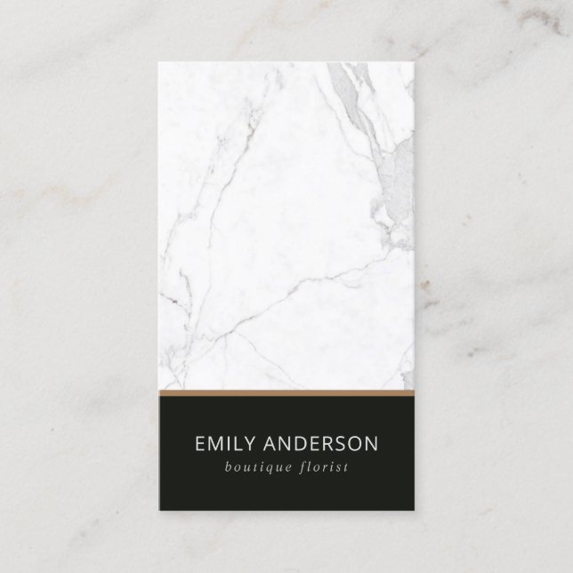 ELEGANT BLACK & WHITE MARBLE TEXTURE PROFESSIONAL BUSINESS CARD (Front)