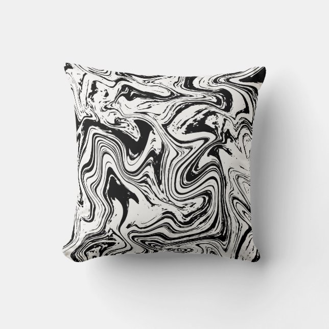 Elegant Black White Marble  Throw Pillow (Front)