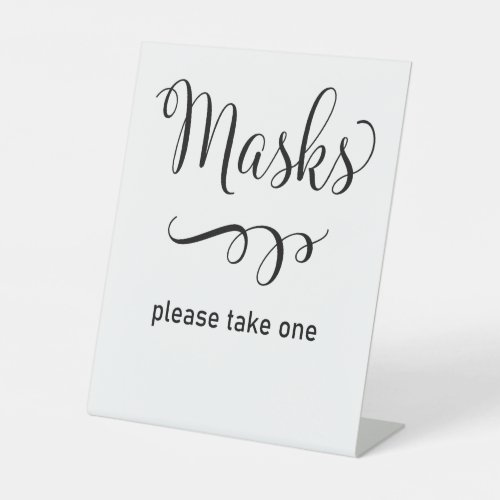 Elegant Black White  Mask Wedding Pedestal Sign