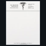 Elegant Black White Medical Classy Noble Caduceus Letterhead<br><div class="desc">Professional 3d elegant and classy business design for medical purposes: precious black and white Caduceus symbol with silver elements. Perfect for any business related to healthcare like a medical office,  doctor office,  clinic or hospital. For hospital staff,  physicians,  nurses; classy,  noble and elegant.</div>