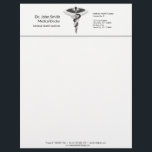 Elegant Black White Medical Classy Noble Caduceus Letterhead<br><div class="desc">Professional 3d elegant and classy business design for medical purposes: precious black and white Caduceus symbol with silver elements. Perfect for any business related to healthcare like a medical office,  doctor office,  clinic or hospital. For hospital staff,  physicians,  nurses; classy,  noble and elegant.</div>