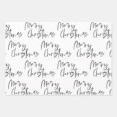 Elegant Black White Merry Christmas Quote Gift Wrapping Paper Sheets (Front)