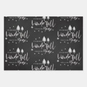 Elegant Black White Merry Christmas Quote Gift Wrapping Paper Sheets (Front 3)
