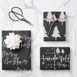 Elegant Black White Merry Christmas Quote Gift Wrapping Paper Sheets<br><div class="desc">Elegant Black White Merry Christmas Quote Gift Wrapping Paper Sheets . It is a set of 3 sheets with different designs . One has Merry Christmas written in a beautiful font . The second has Christmas trees pattern and the third sheet has the quote ITS THE MOST WONDERFUL TIME OF...</div>