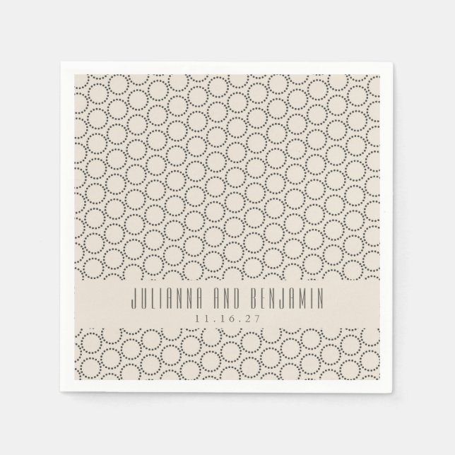 Elegant Black White Mid-Century Mod Custom Wedding Napkins (Front)