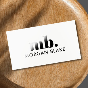 Elegant Black White Minimal Monogram Bold Raised Spot UV Business Card