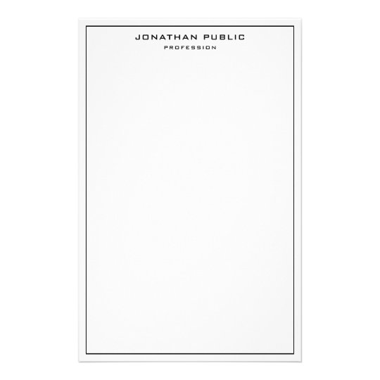 Elegant Black White Minimalist Classic Template Stationery | Zazzle.com