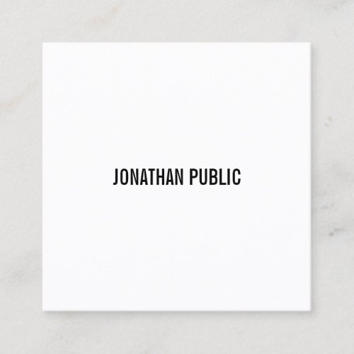 Elegant Black White Minimalist Modern Sleek Plain Square Business Card