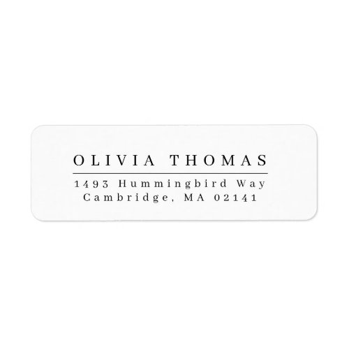 Elegant black white minimalist return address labe label