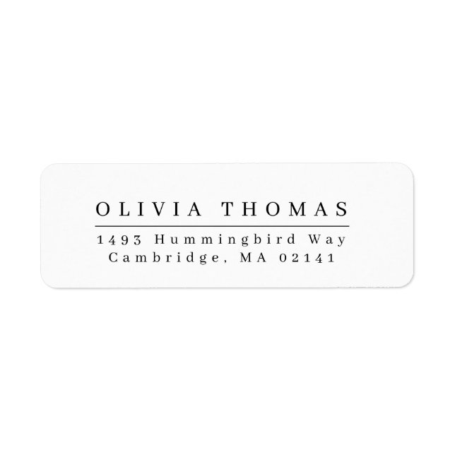 Elegant black white minimalist return address labe label (Front)