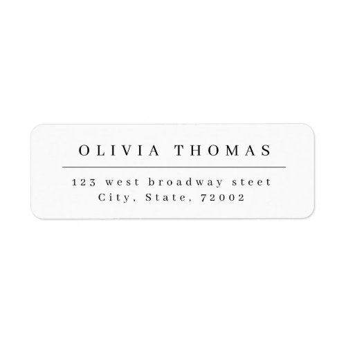 Elegant black white minimalist return address label
