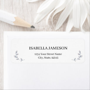 Elegant Black White Minimalist Return Address Label