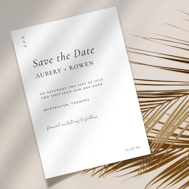 Elegant Black & White Minimalist Simple Wedding Save The Date (Creator Uploaded)