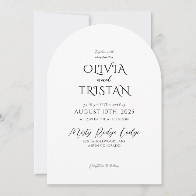 Elegant Black & White Minimalist Wedding  Invitation (Front)