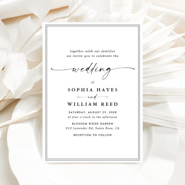 Elegant Black & White Minimalist Wedding Invitation (Creator Uploaded)
