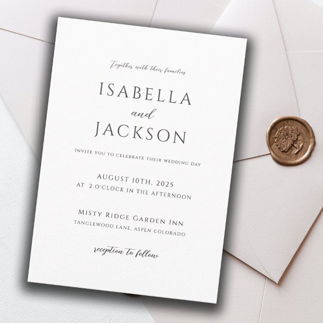 Elegant Black & White Minimalist Wedding  Invitation (Creator Uploaded)