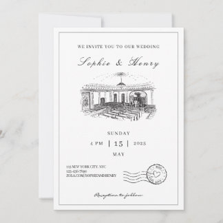 Elegant Black & White Minimalist Wedding Invitation