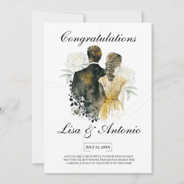 Elegant Black & White Minimalist Wedding Invitation (Front)