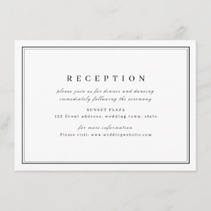 Elegant black white minimalist wedding reception enclosure card