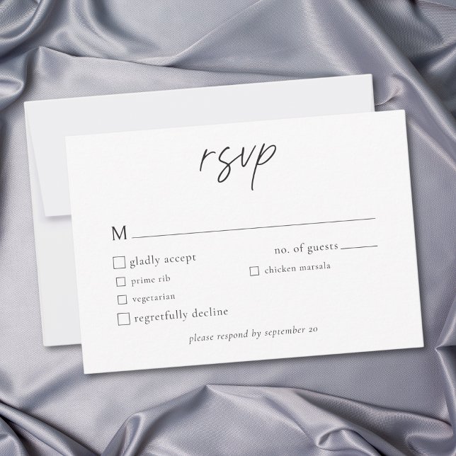Elegant Black White Minimalist Wedding RSVP Card (Elegant Black White Minimalist Wedding RSVP Card)