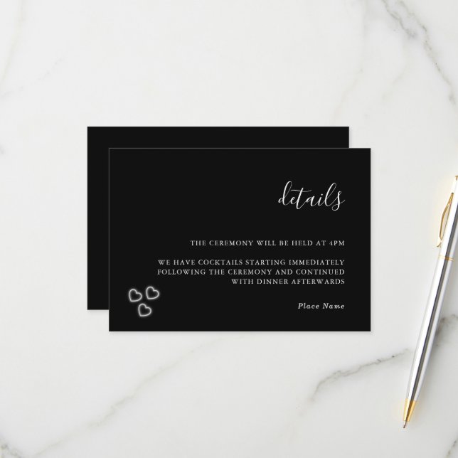 Elegant Black & White Minimalist Wedding RSVP Card (Front/Back In Situ)