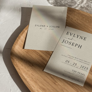 Elegant Black & White Modern Boho Chic Wedding  Invitation