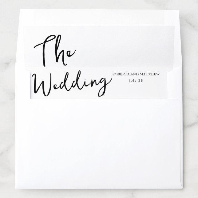 Elegant Black & White Modern Calligraphy Envelope Liner (In Envelope)
