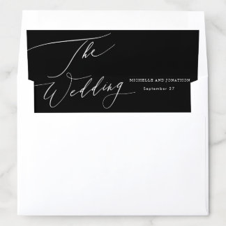 Elegant Black & White Modern Calligraphy Wedding Envelope Liner