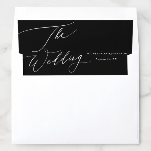 Elegant Black & White Modern Calligraphy Wedding Envelope Liner