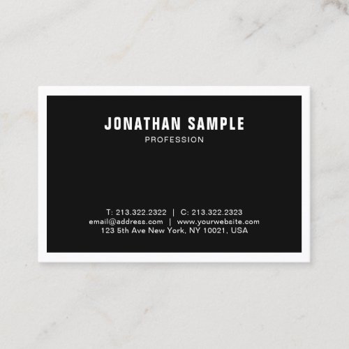 Elegant Black White Modern Clean Professional Business Card