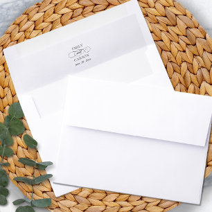 Elegant Black & White Modern Minimalist Wedding Envelope Liner