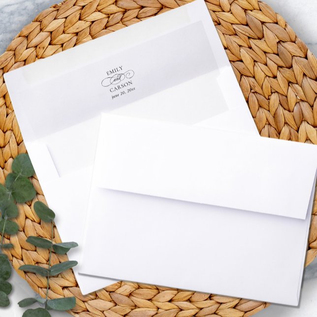 Elegant Black & White Modern Minimalist Wedding Envelope Liner (Creator Uploaded)