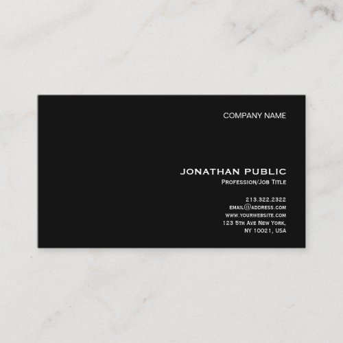 Elegant Black White Modern Professional Simple Business Card