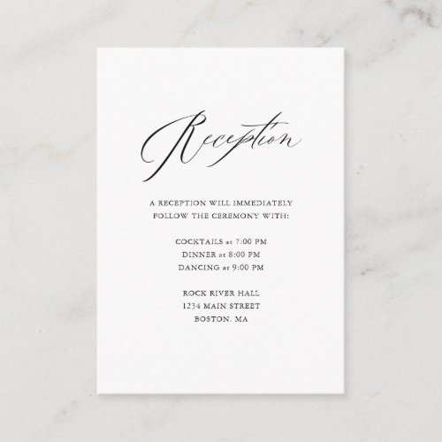 Elegant Black White Modern Script Wedding Enclosur Enclosure Card